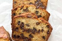 Moist Banana Chocolate Chip Bread Recipe with Dark Chocolate Chunks