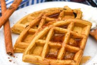 Crispy Pumpkin Spice Waffles with Maple Syrup