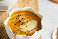 Spiced Butternut Squash and Apple Soup with Warm Fall Spices