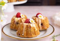 Raspberry and Chamomile Tea Cakes with Lemon Glaze