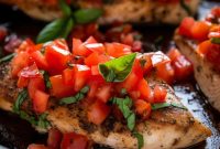 One-Pan Bruschetta Chicken Recipe with Tomato Basil Topping
