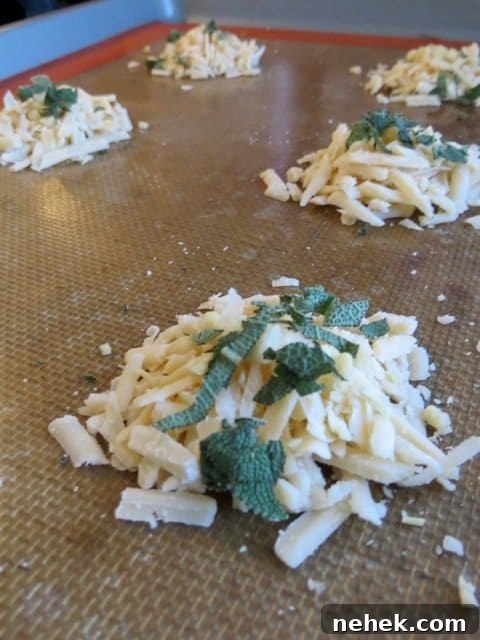 Crispy Asiago Cheese Chips: Homemade Low-Carb Snack Recipe 2 Cheese Crisps are a low carb appetizer or snack with sage