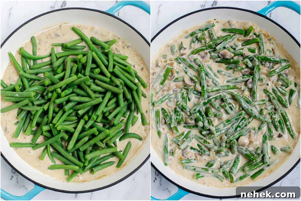 green bean submerged in creamy sauce
