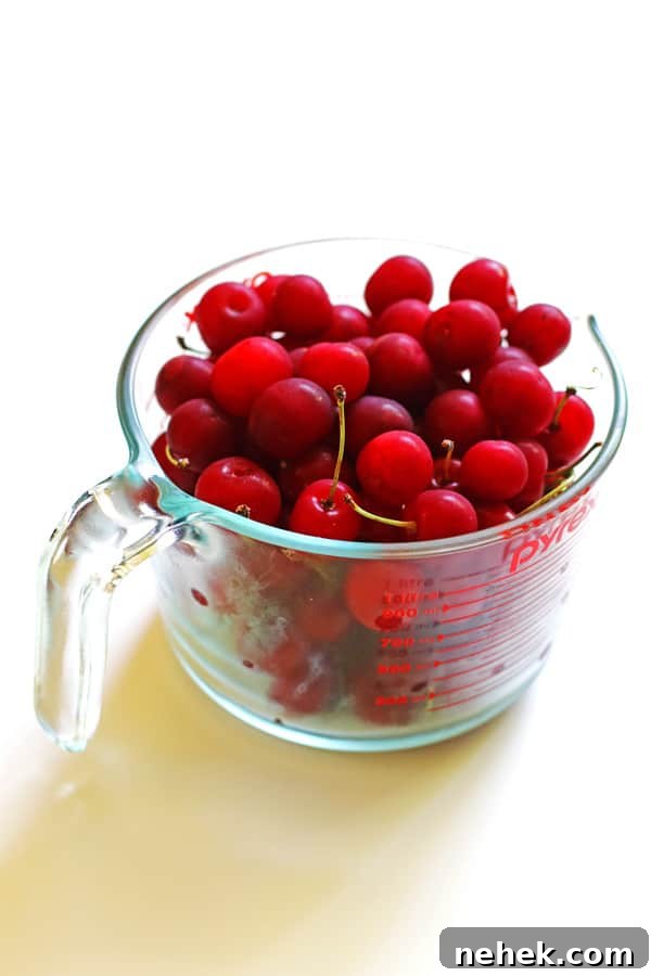 Classic Homemade Cherry Pie Recipe for Perfect Flaky Crust 3 Tart cherries in a clear pyrex measuring cup