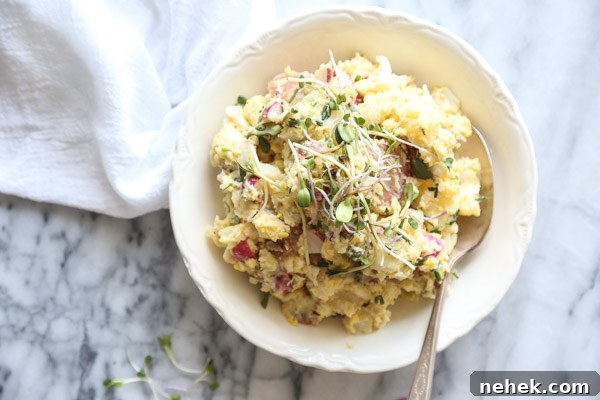 Bowl of creamy red potato salad