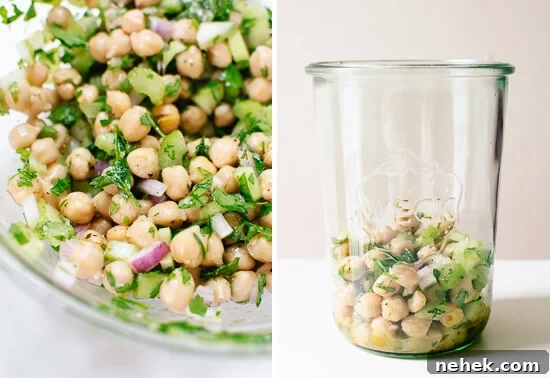 Mason Jar Chickpea, Farro & Greens Salad with Lunch-Packing Tips 6 chickpea celery salad