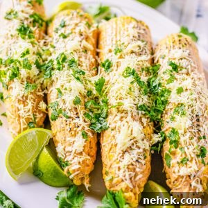 Square image close up of Mexican Street Corn Recipe