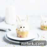 close up of easter bunny cupcake