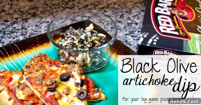 black olive artichoke dip for your big game pizza bash fb