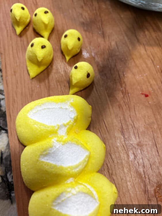 some peeps with heads cut off for decorating with.