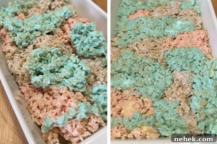 transferring the coated cereal into the pan.