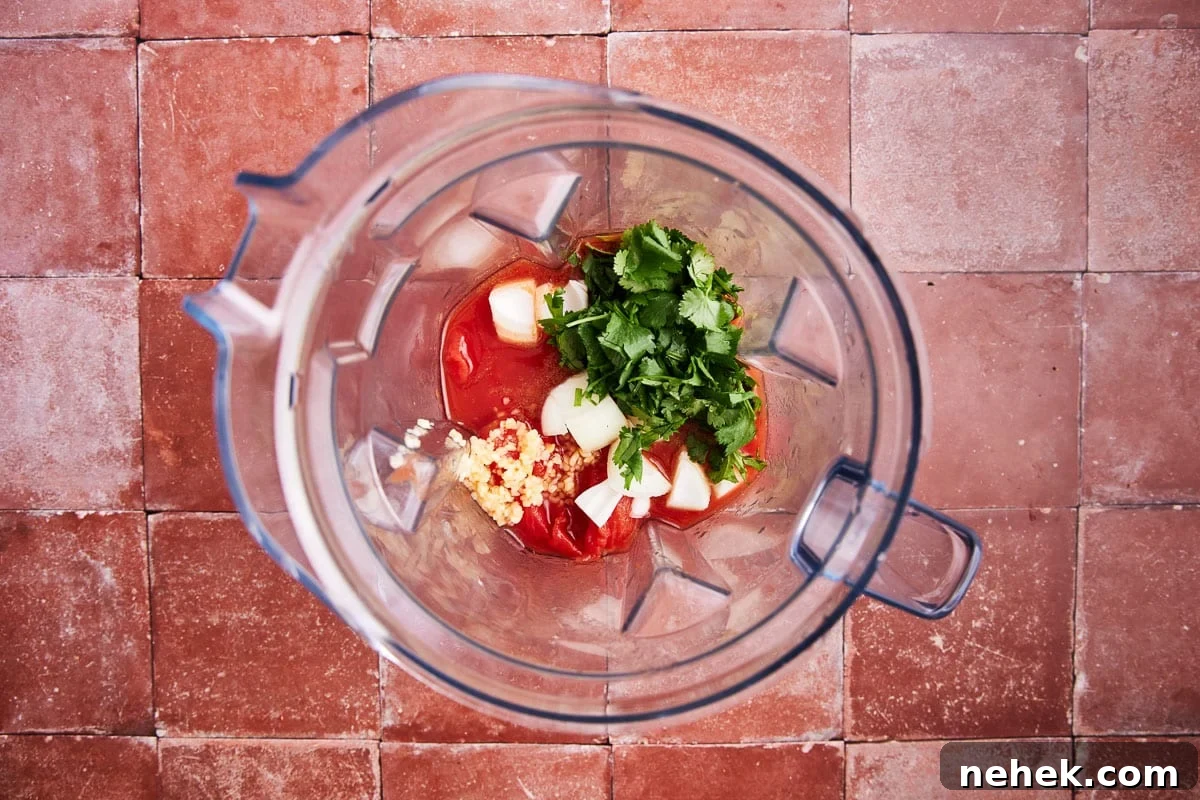 Blending salsa ingredients