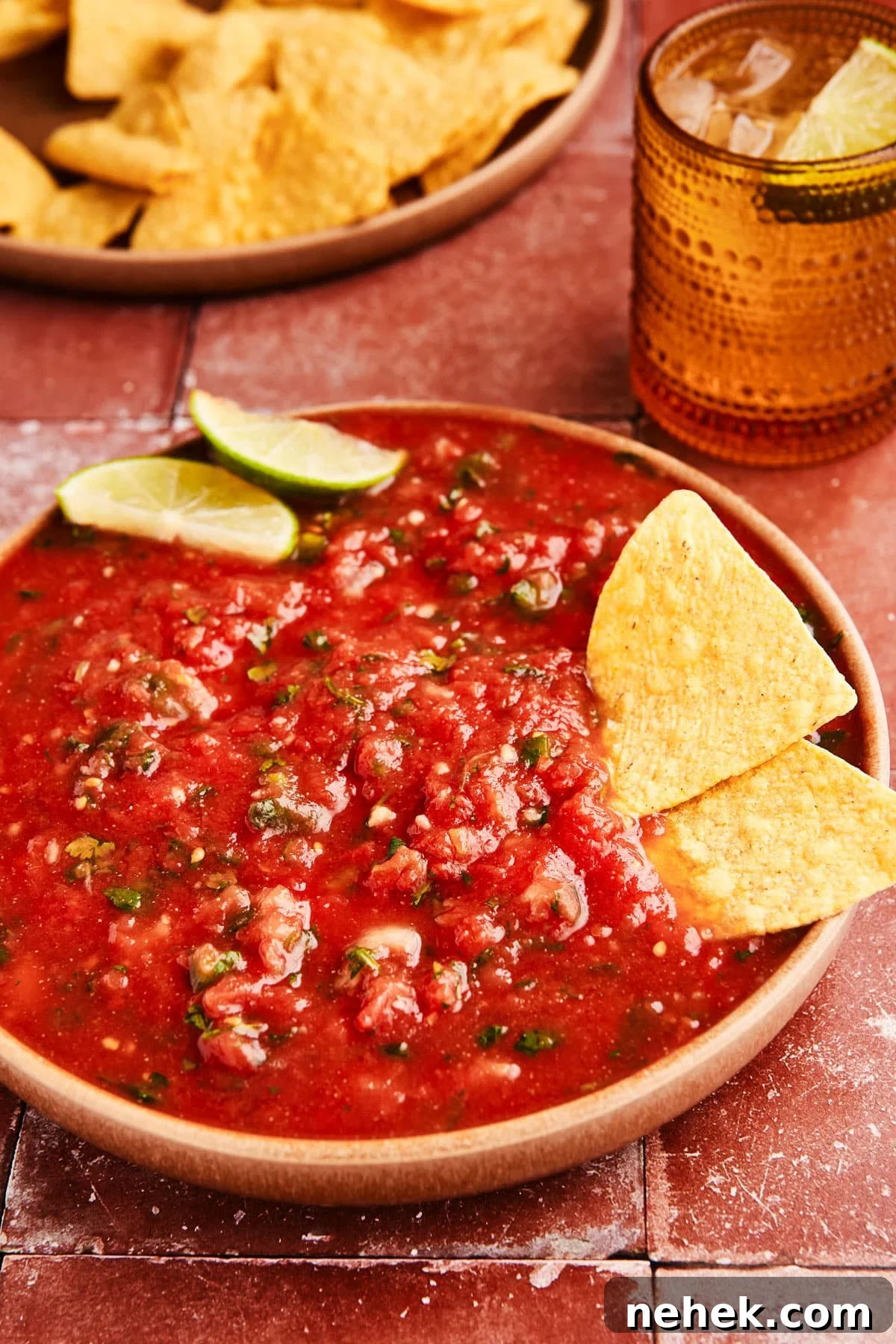 Serving salsa on a table