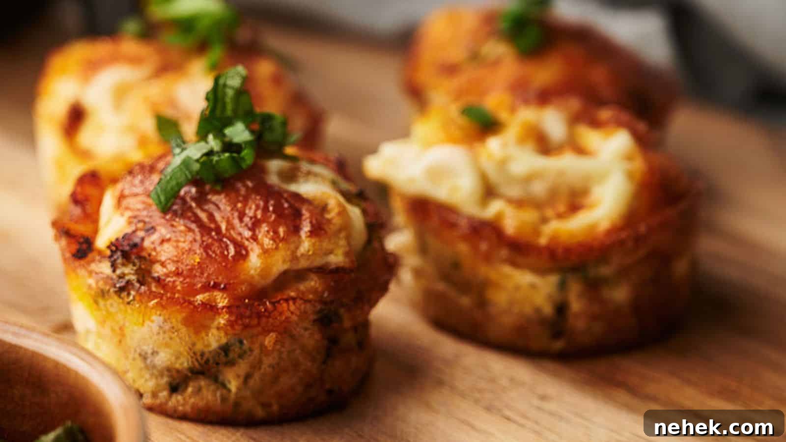 15 Delicious Easter Recipes to Make Your Celebration Shine 5 Egg Bites on a board with a little parsley on top.