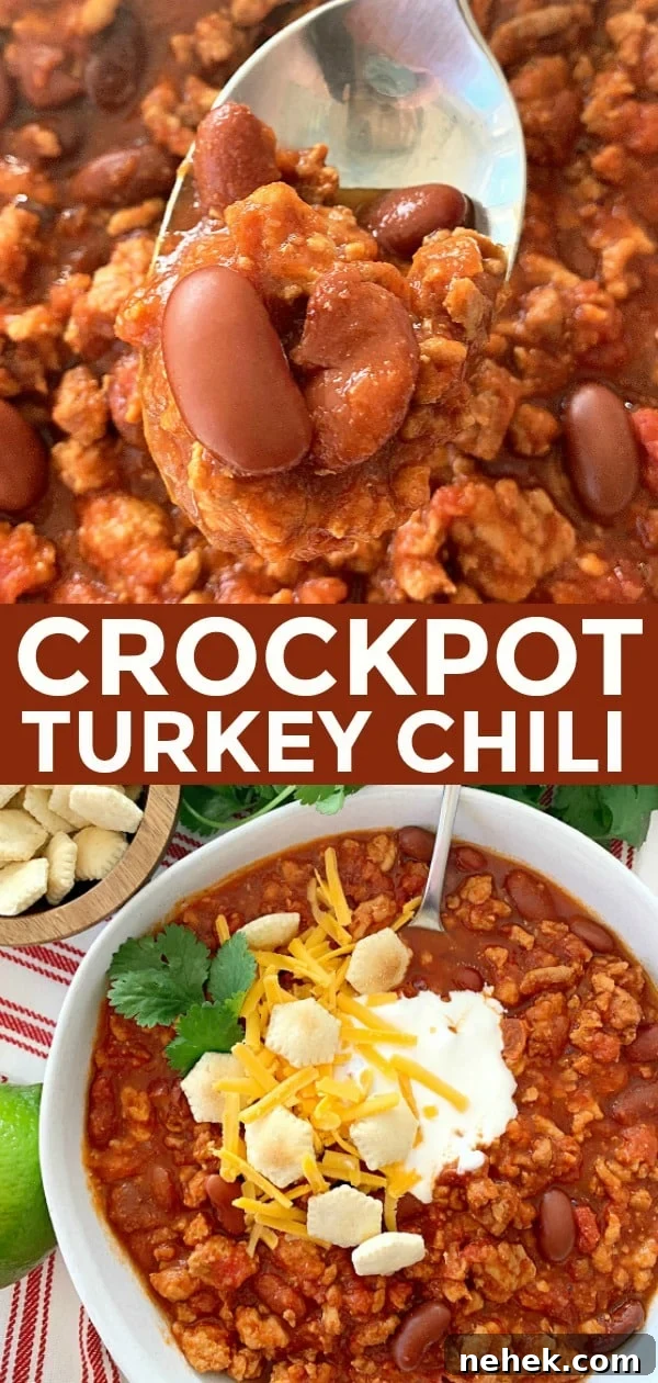Slow-Cooker Turkey Chili Recipe: Hearty, Flavorful Meal 6 Crockpot Turkey Chili | Foodtastic Mom #chilirecipes #chilirecipescrockpot