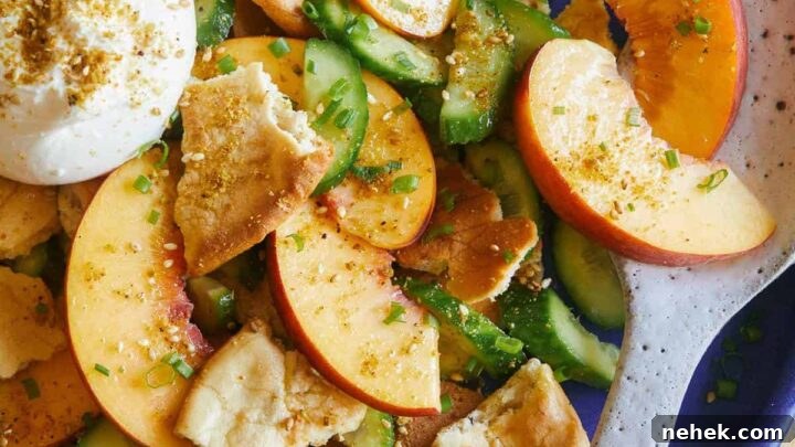 Peach and Pita Panzanella Salad with Burrata and Dukkah