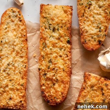 homemade crispy, cheesy, buttery air fryer garlic bread