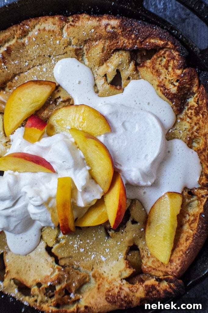 Peaches and Cream Dutch Baby Pancake Recipe 3 peaches and cream dutch baby