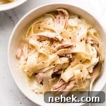 Creamy Chicken and Noodles Served Over Garlic Mashed Potatoes 10 img 17118 9