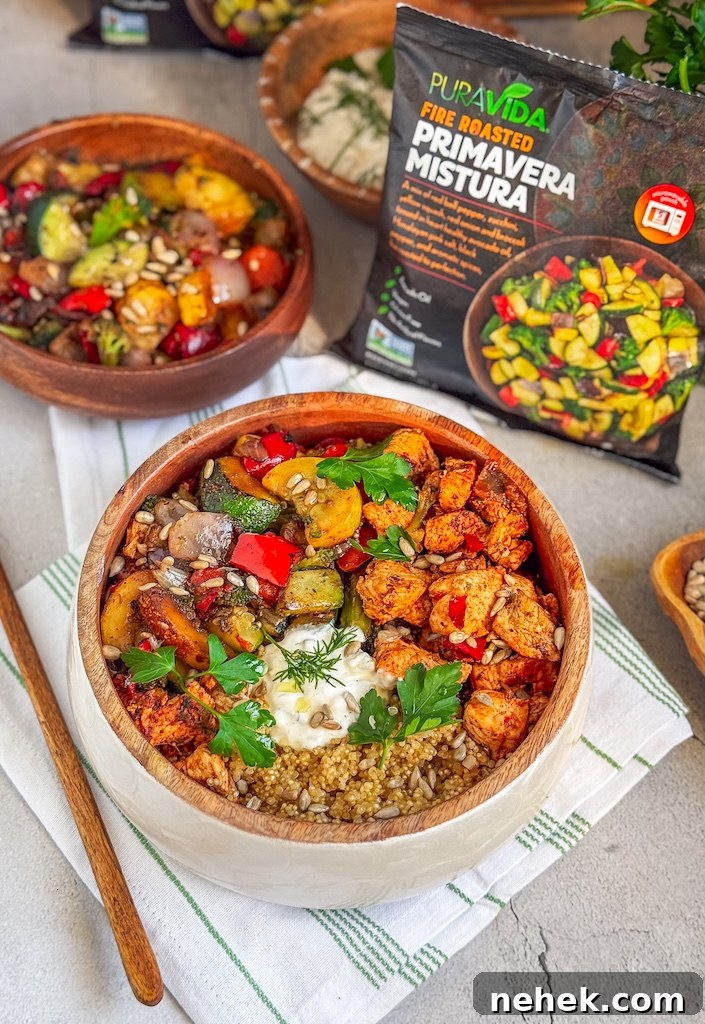Spring Harvest Quinoa Bowl with Tzatziki Feta