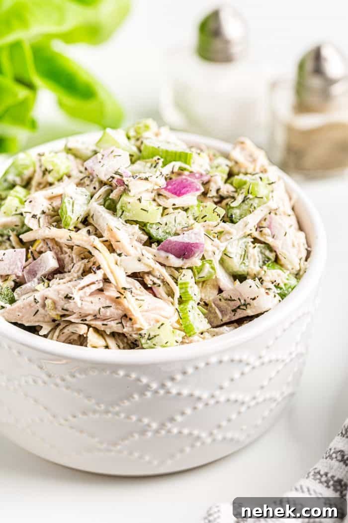 white bowl of keto chicken salad
