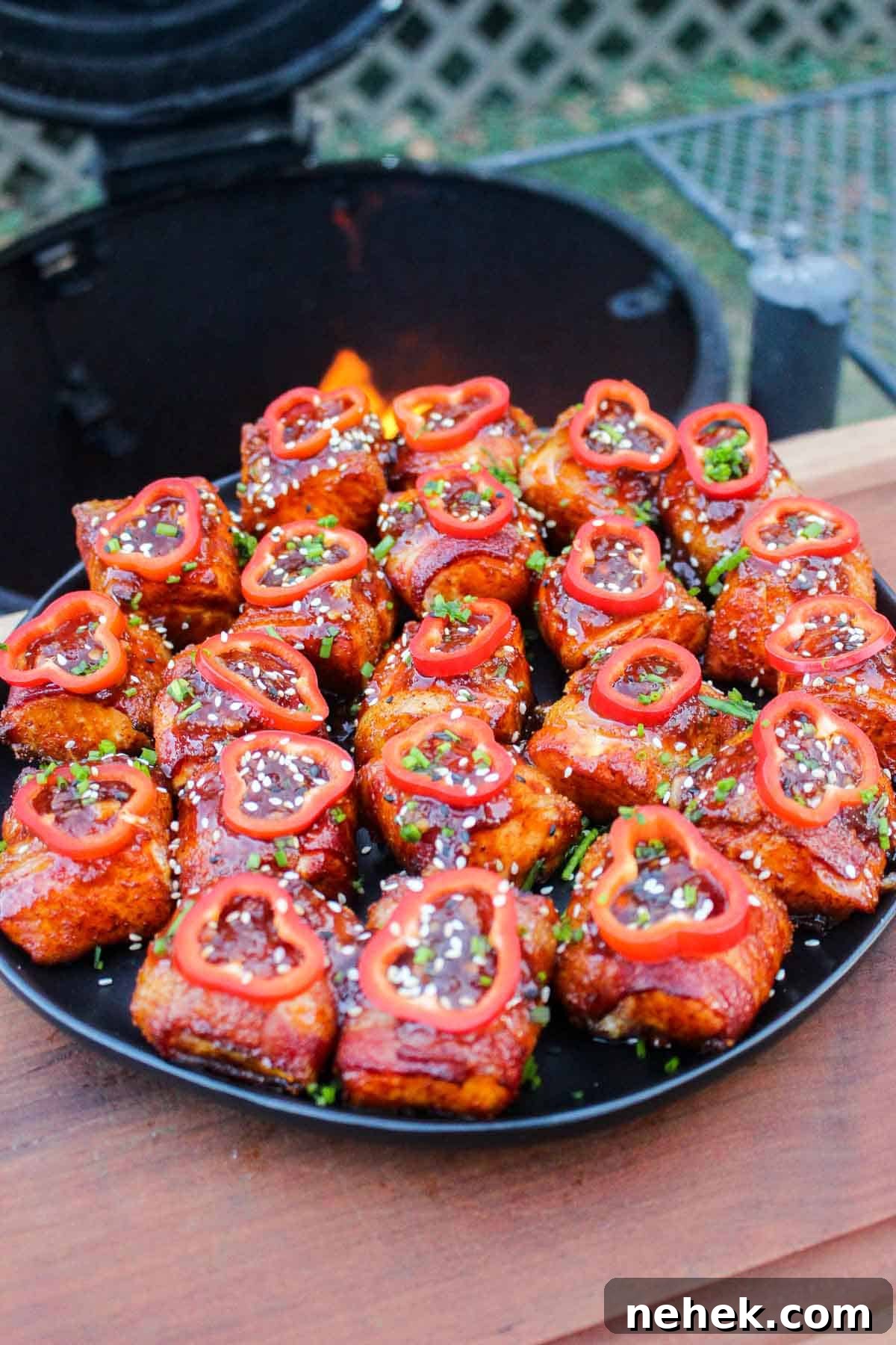 Crispy Bacon-Wrapped Salmon Bites with Maple Glaze 4 Ready to be eaten Bacon Wrapped Salmon Bites
