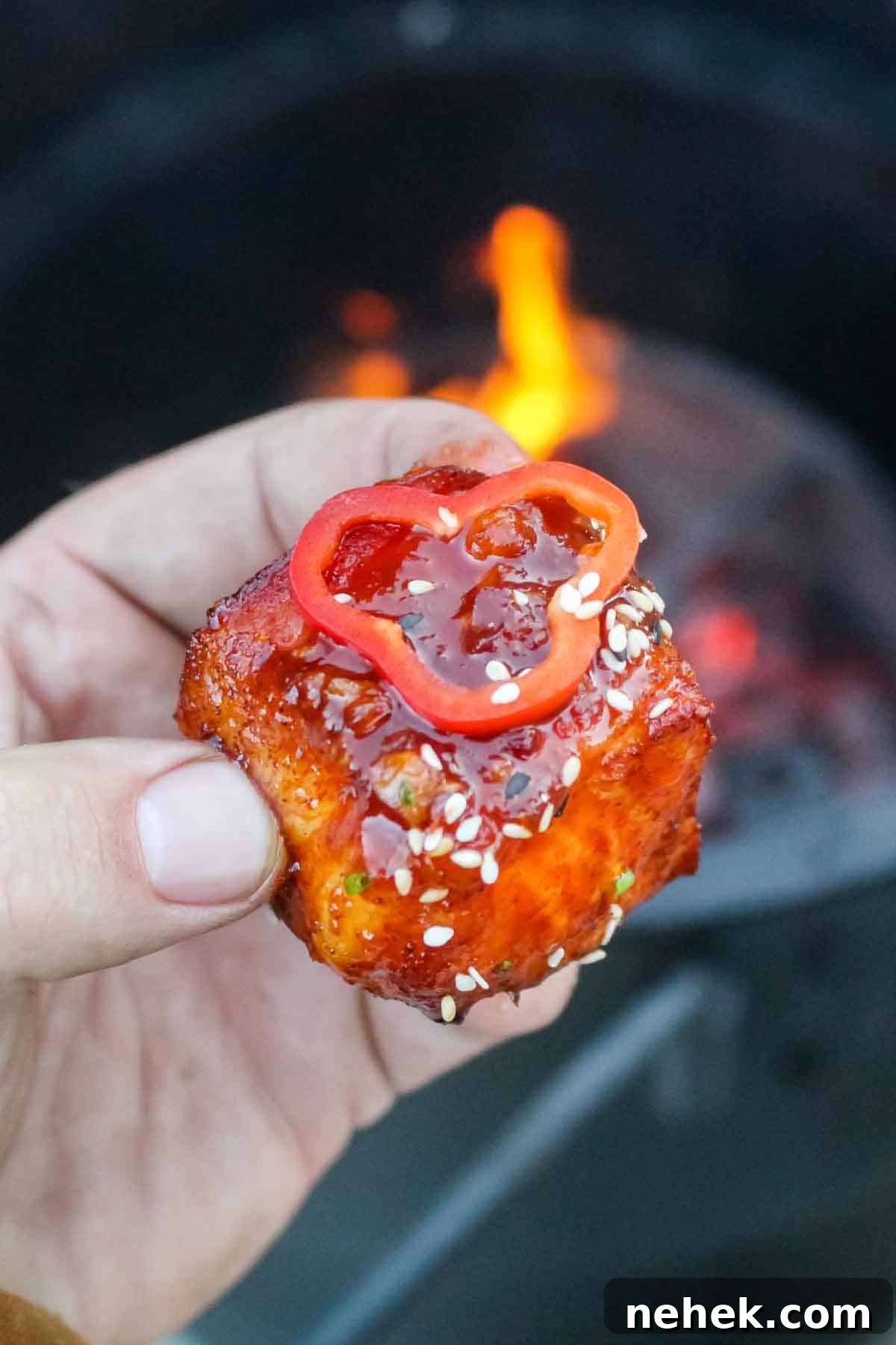 Crispy Bacon-Wrapped Salmon Bites with Maple Glaze 5 Charcoal and smoker