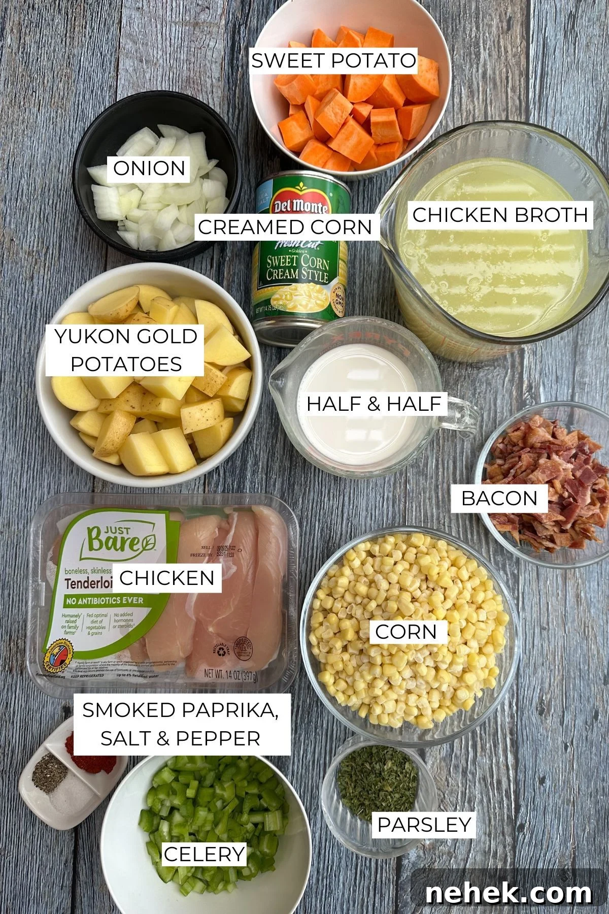 Creamy Corn and Potato Soup Recipe — Comforting Weeknight Soup 4 Ingredients for creamy corn and potato soup.