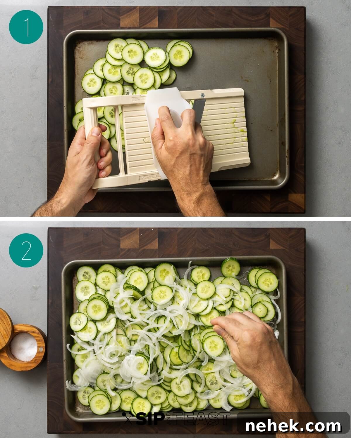 Refreshing Cucumber Salad Recipe with Herbs and Vinegar 4 Cucumber salad recipe process shot collage group number one.