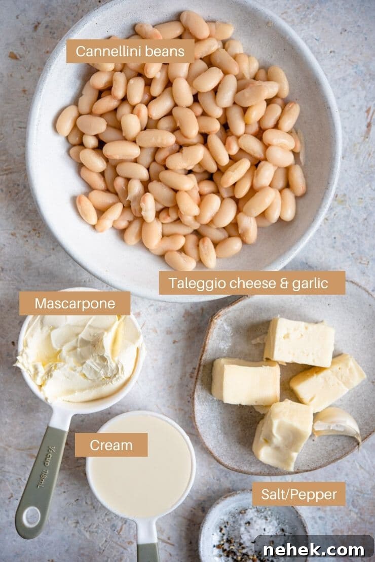 Ingredients for White Bean Dip Ingredients for making a white bean dip