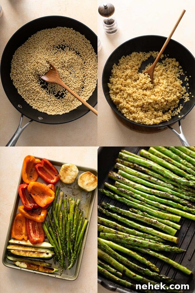 step by step photos on how to make Israeli couscous salad