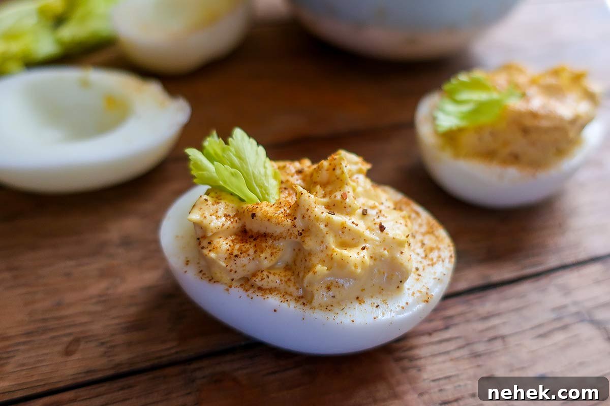 halved eggs with filling