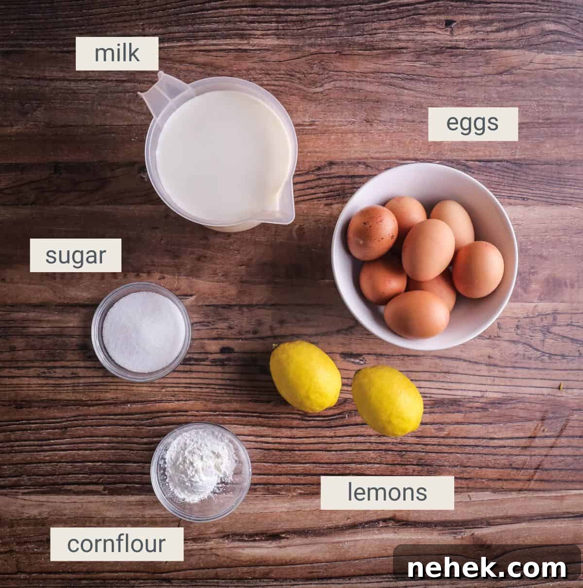 Lemon Custard ingredients.