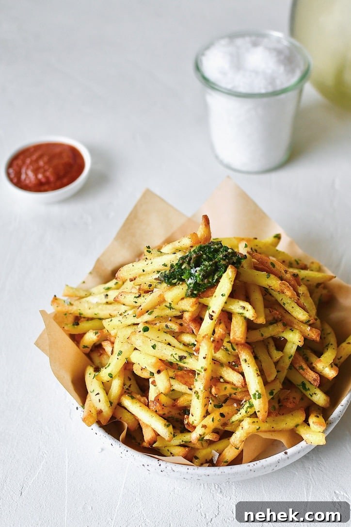 Crispy Truffle Fries with Parmesan and Garlic Dip 8 Baked French Fries tossed in truffle garlic paste.
