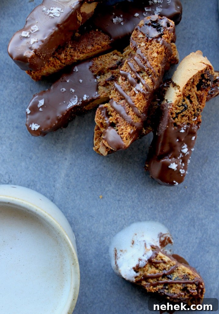 chocolate cherry almond biscotti 