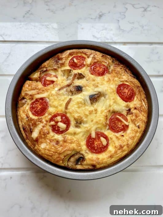 Crustless Quiche slimming style, baked and out the oven