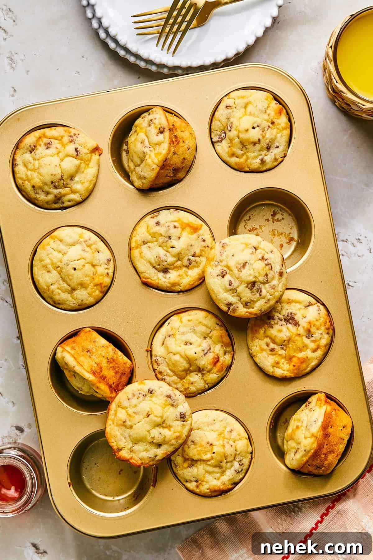 mcgriddle muffins baked in a gold muffin tin 