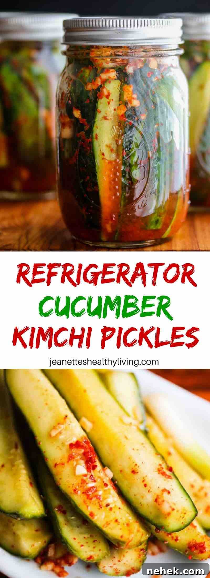 Spicy Korean Cucumber Kimchi Refrigerator Pickles - spicy and a little sour, these pickles are easy to make - I leave them out on the counter to ferment for one day, then refrigerate them