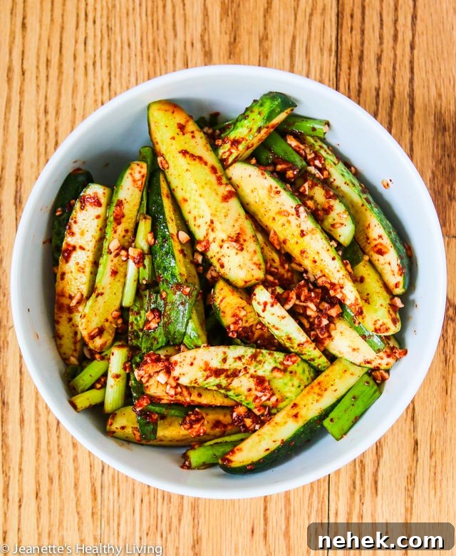Spicy Korean Cucumber Kimchi Refrigerator Pickles - spicy and a little sour, these pickles are easy to make - I leave them out on the counter to ferment for one day, then refrigerate them