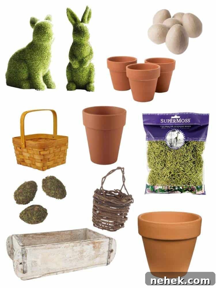 product collage to purchase supplies for spring centerpiece