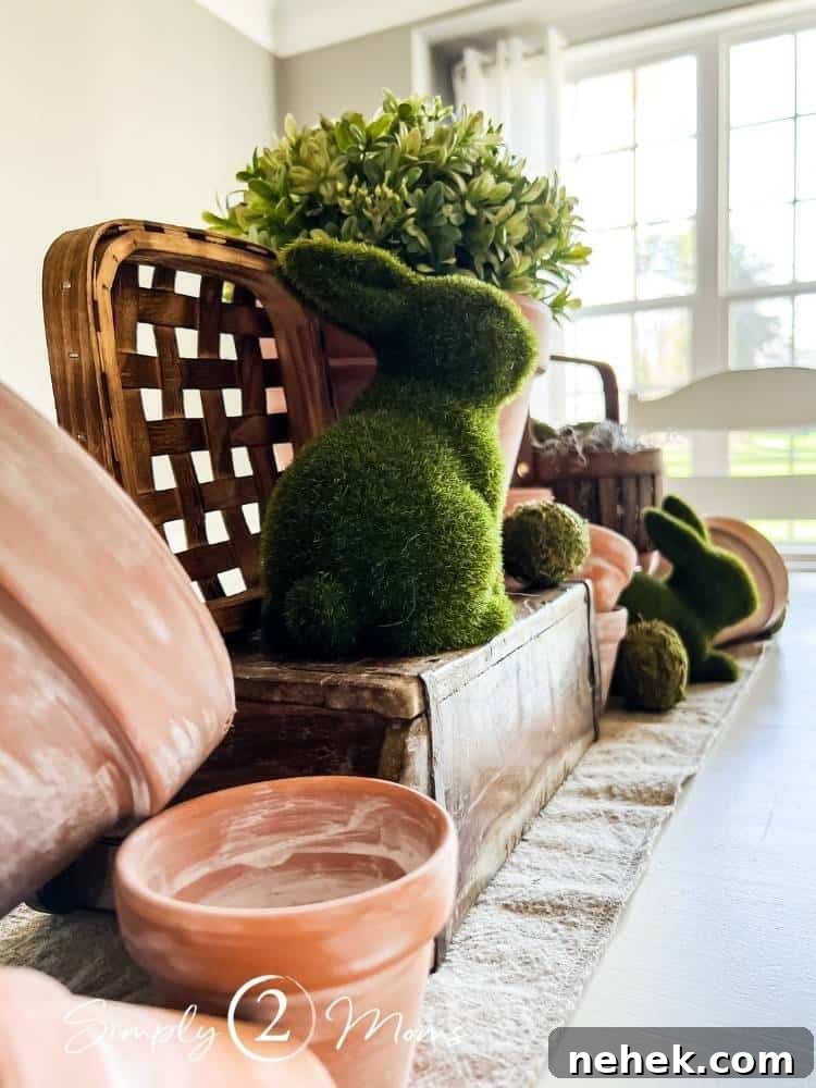 Easter centerpiece in dining room