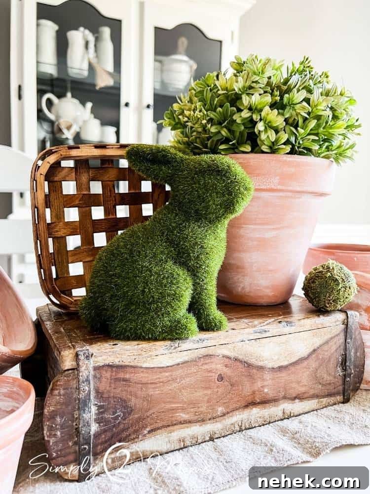 vintage brick mold used as riser in spring centerpiece design