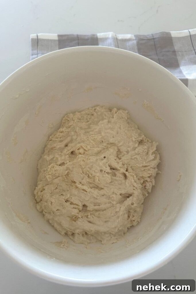Sourdough Focaccia Muffins for Sharing: Crispy, Airy Bites 5 mixing dough