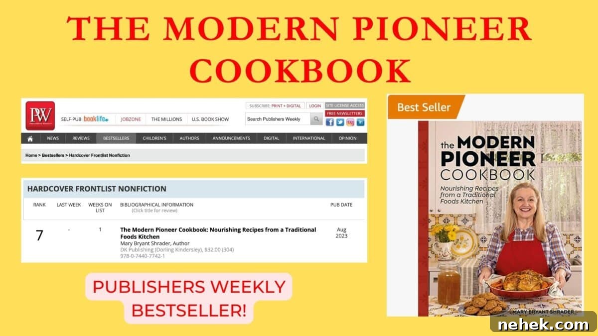 The Modern Pioneer Cookbook debuting on the Publisher's Weekly Hardcover Frontlist Nonfiction List.