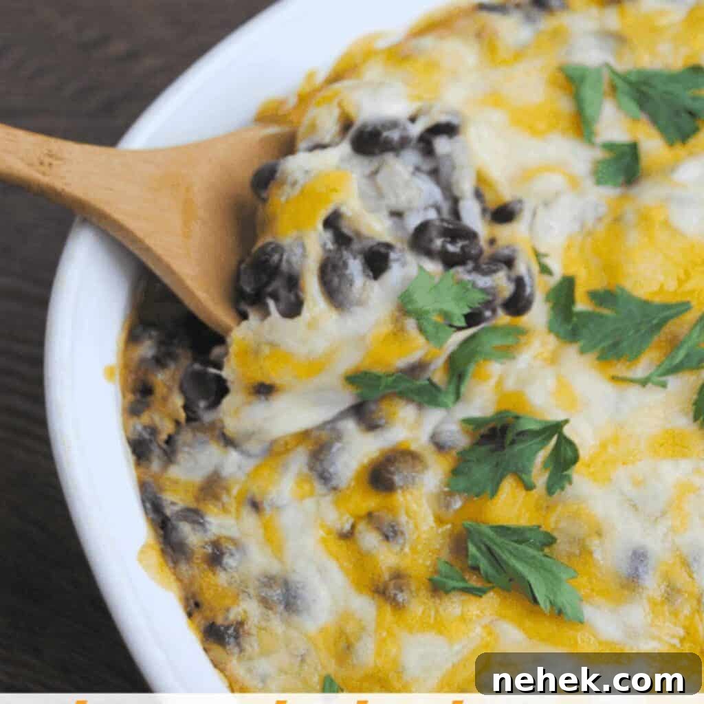 17 Delicious Foods to Serve with Guacamole 3 spoon scooping baked beans and rice with cheese