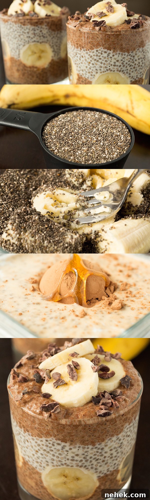 Banana Cacao Chia Seed Pudding Parfait Recipe for Breakfast 7 Banana Cacao Chia Seed Pudding Parfait - A great on the go, make ahead, healthy breakfast recipe.