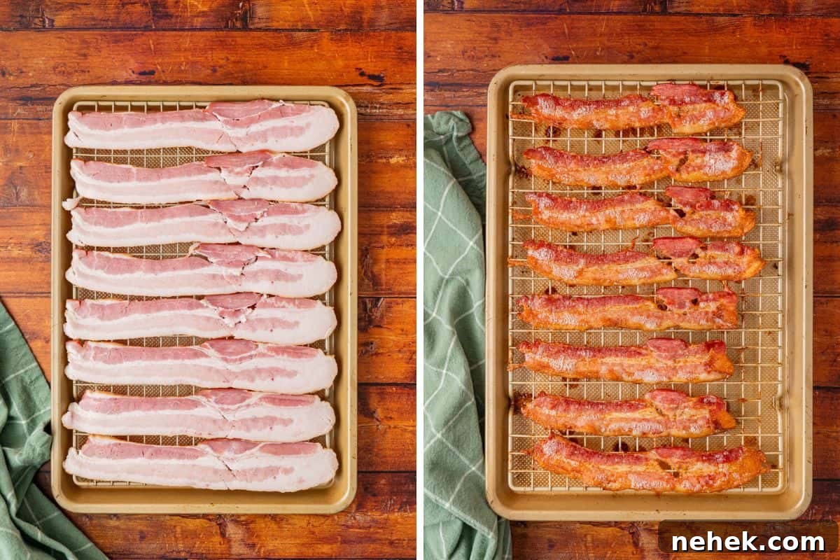 Bacon baking in oven