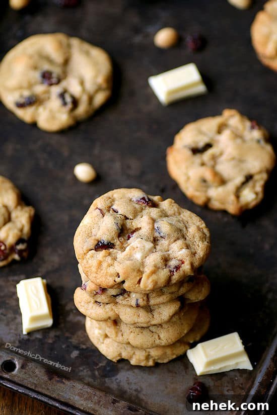 Cranberry Orange Scones with White Chocolate Drizzle 8 Cranberry White Chocolate Chip Cookies with Macadamia Nuts