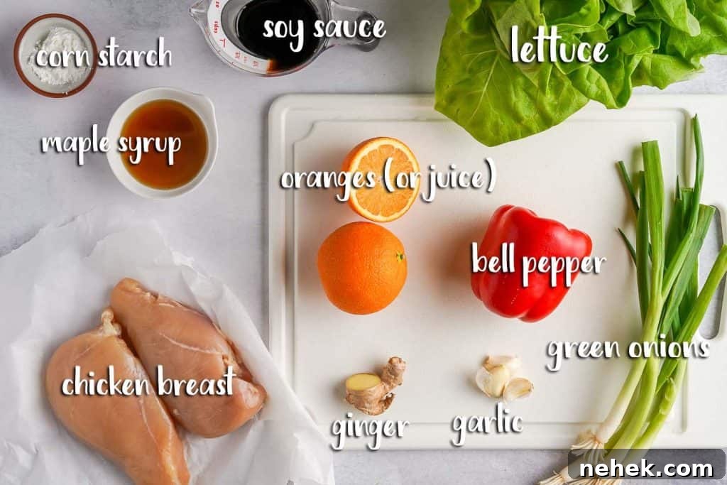 Teriyaki Chicken Lettuce Wraps Recipe for Quick Weeknight Meals 4 Teriyaki Chicken Lettuce Wraps Ingredients on Cutting Board