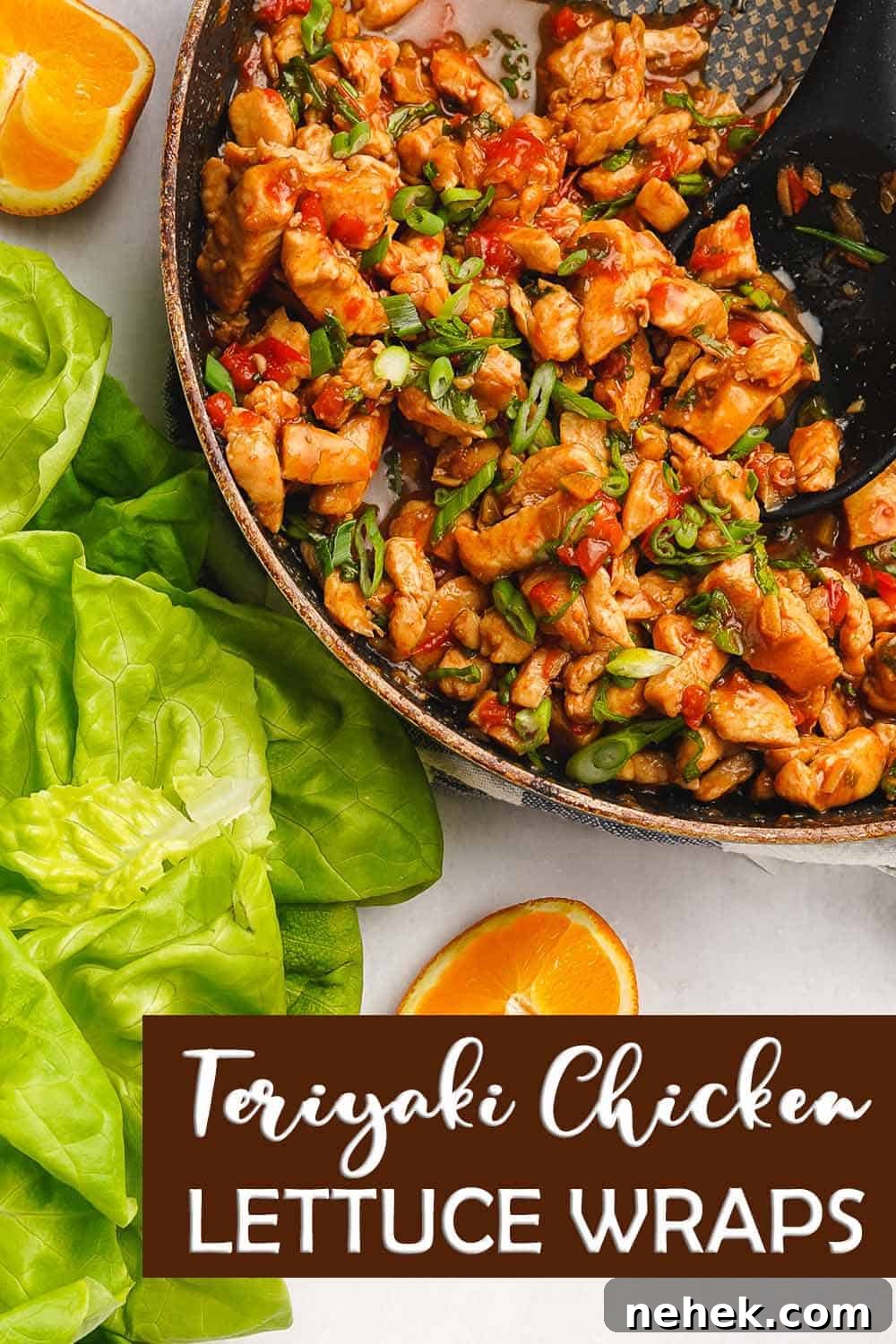 Teriyaki Chicken Lettuce Wraps Recipe for Quick Weeknight Meals 8 Chicken for teriyaki chicken lettuce wraps in pan with lettuce on the side